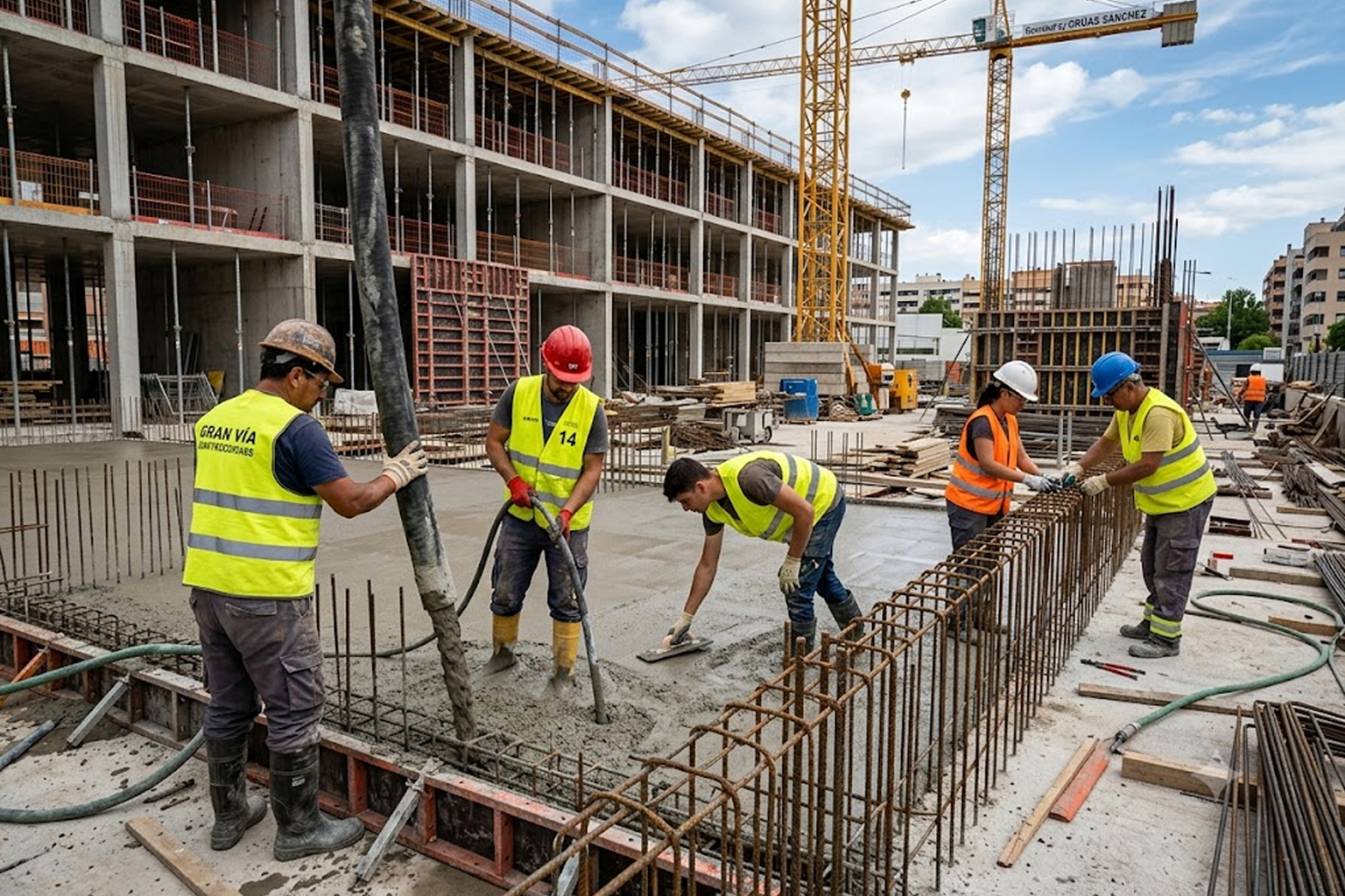 Cuadrilla trabajando en una obra