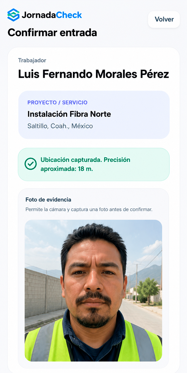 Registro de jornada desde el teléfono