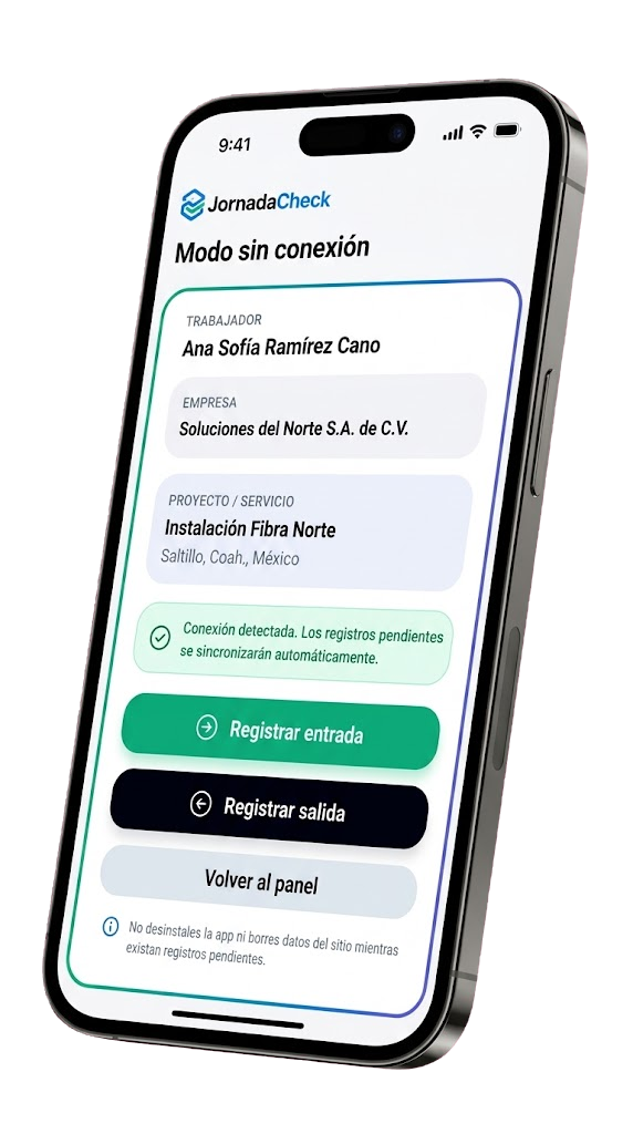 Registro de jornada en JornadaCheck